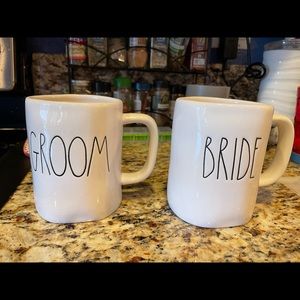 Rae Dunn bride and groom mugs